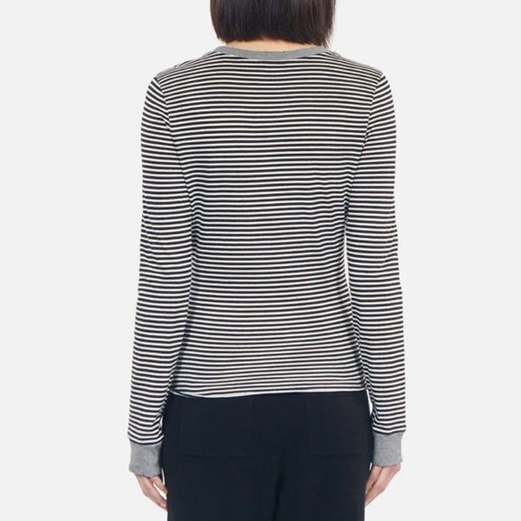 NWT The Kooples LONG-SLEEVED STRIPED TEE Size 2 (M) Crest Black White Fitted - Picture 3 of 11